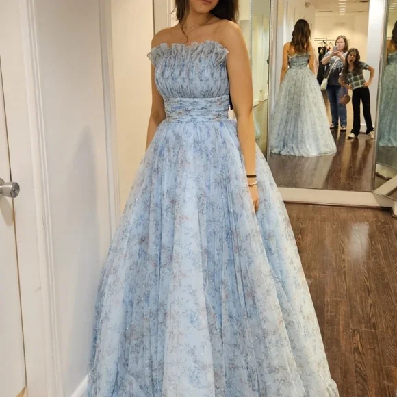 Camilla | Dresses | Camilla Blue Offtheshoulder Sleeveless Prom Gown |  Poshmark